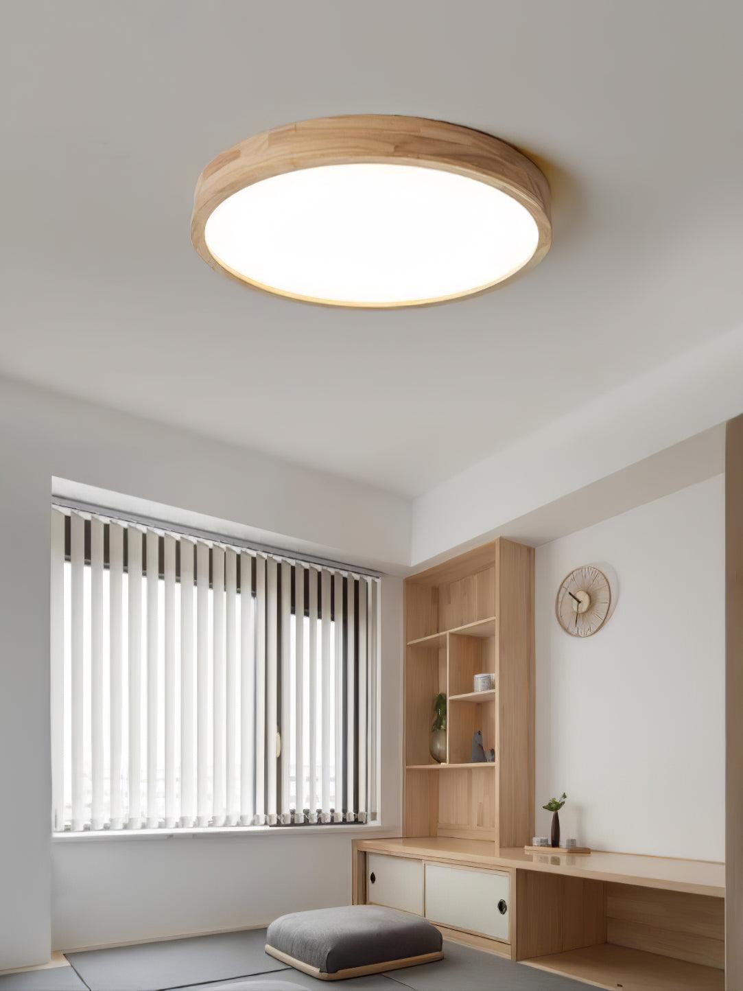 LED-Deckenleuchte mit Gummibaumholz-Rahmen und dimmbarer Acrylplatte für Schlafzimmer, Wohnzimmer, Esszimmer, Küche, Flur, Modern, Mini
