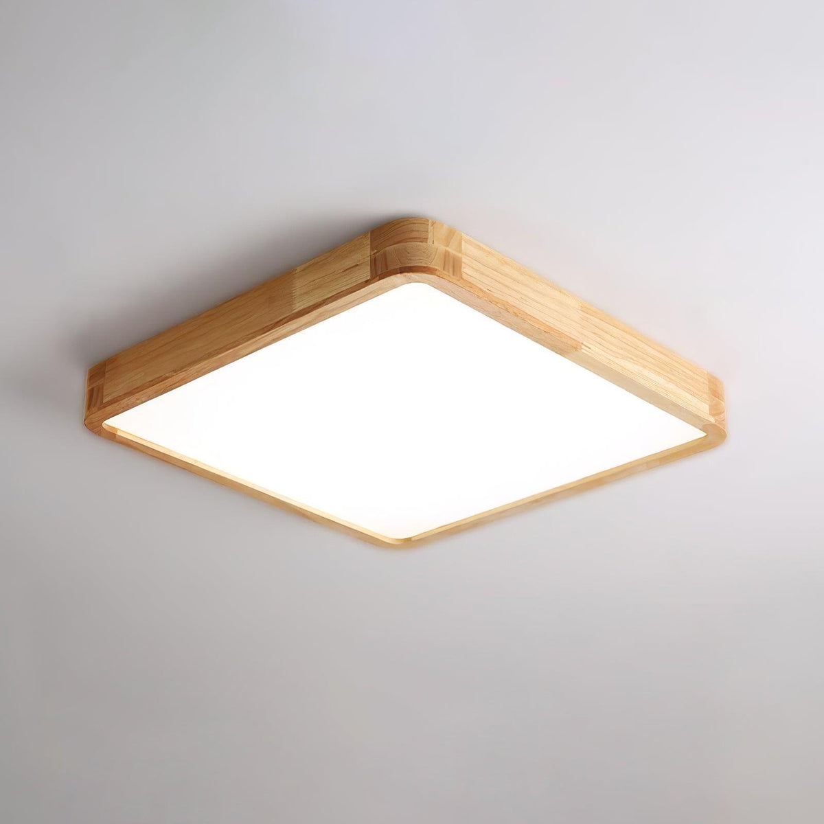 LED-Deckenleuchte mit Gummibaumholz-Rahmen und dimmbarer Acrylplatte für Schlafzimmer, Wohnzimmer, Esszimmer, Küche, Flur, Modern, Mini
