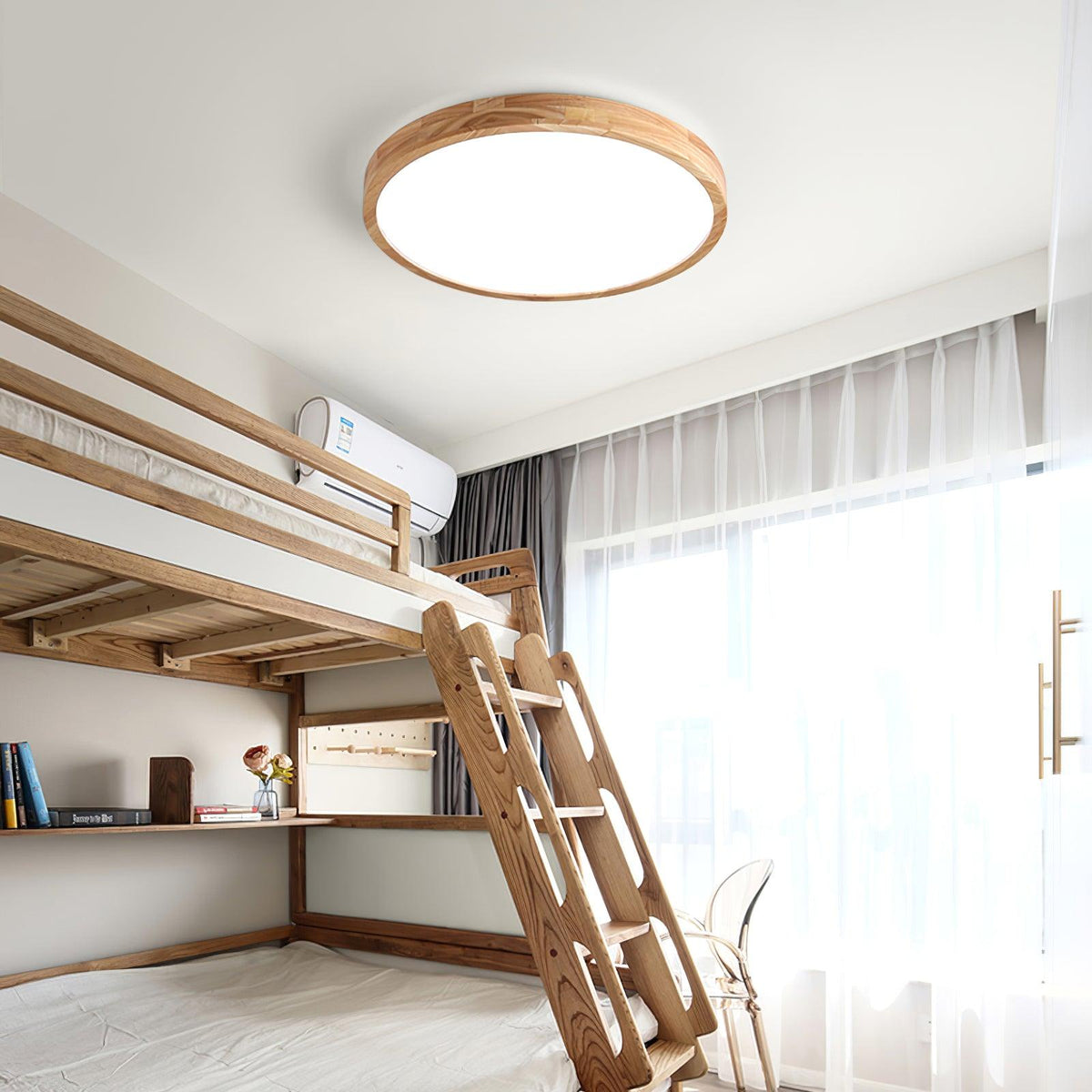 LED-Deckenleuchte mit Gummibaumholz-Rahmen und dimmbarer Acrylplatte für Schlafzimmer, Wohnzimmer, Esszimmer, Küche, Flur, Modern, Mini