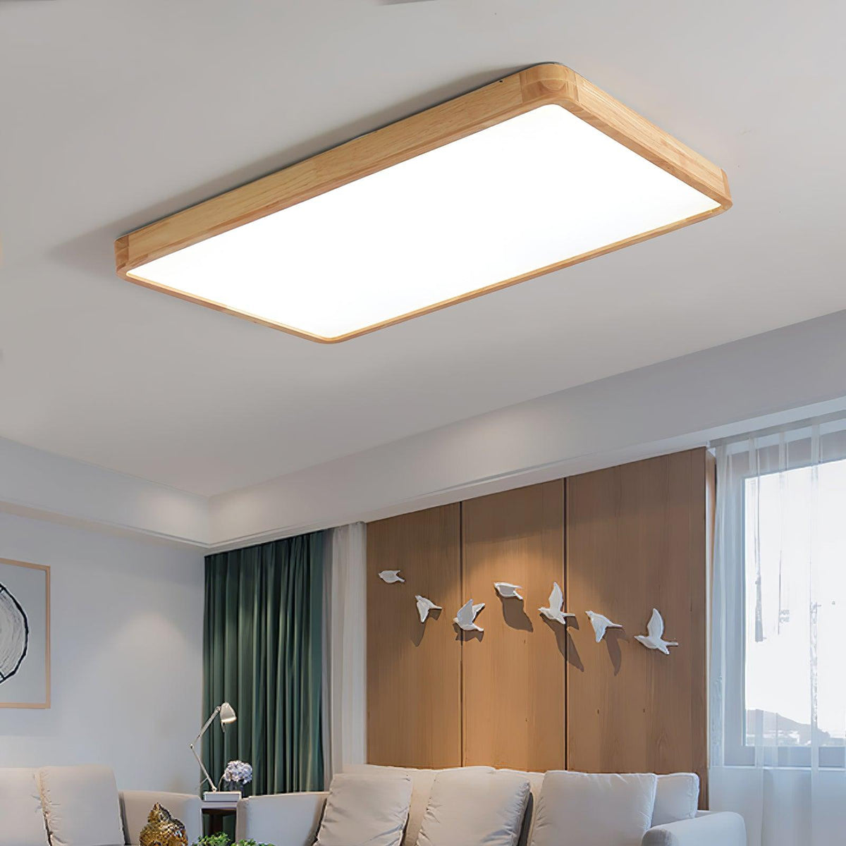 LED-Deckenleuchte mit Gummibaumholz-Rahmen und dimmbarer Acrylplatte für Schlafzimmer, Wohnzimmer, Esszimmer, Küche, Flur, Modern, Mini