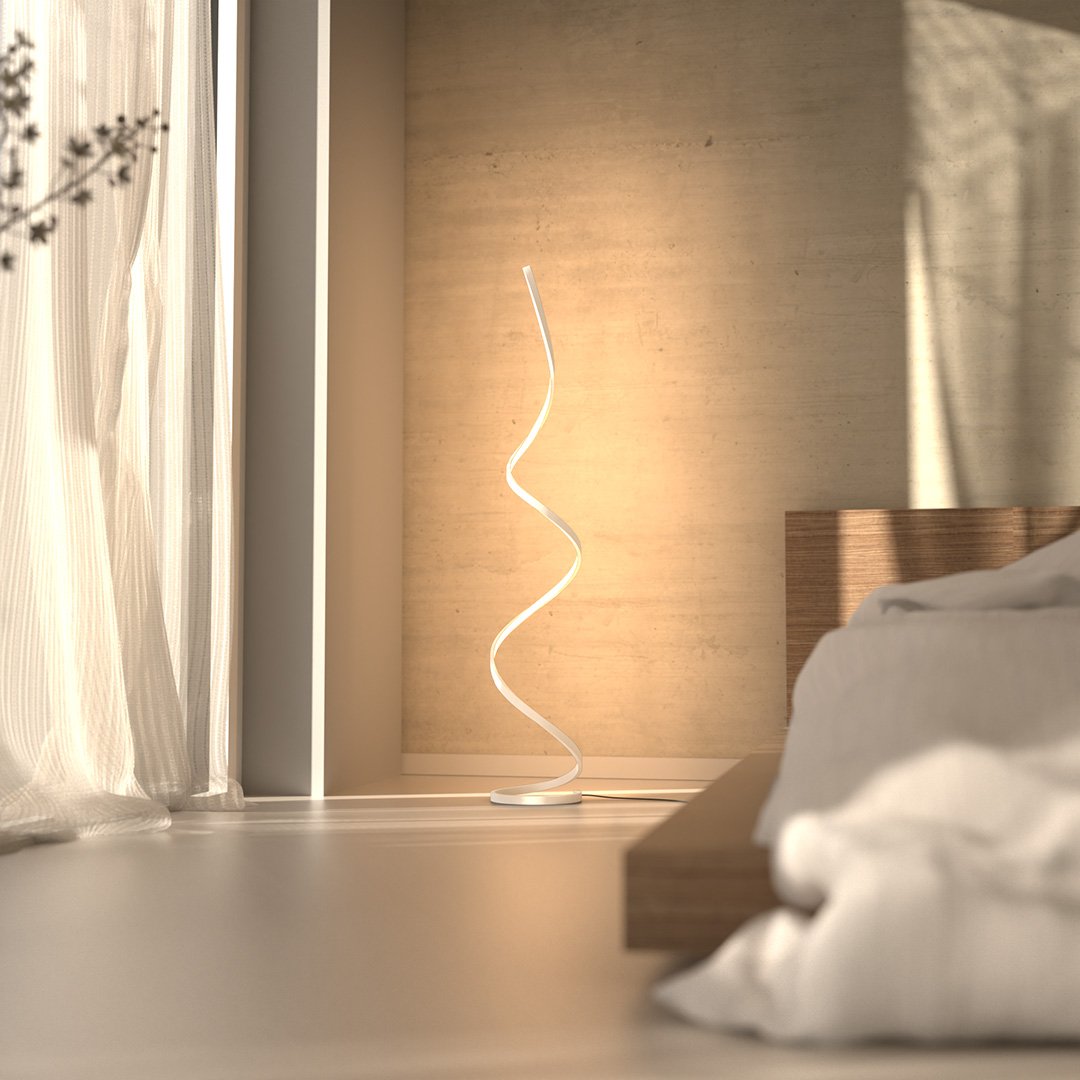 Sculptural Spiral LED Standing Lamp 52 inches Adjustable Brightness Aluminum Contemporary Living Room Bedroom Home Office Remote Dimmable | Thomler