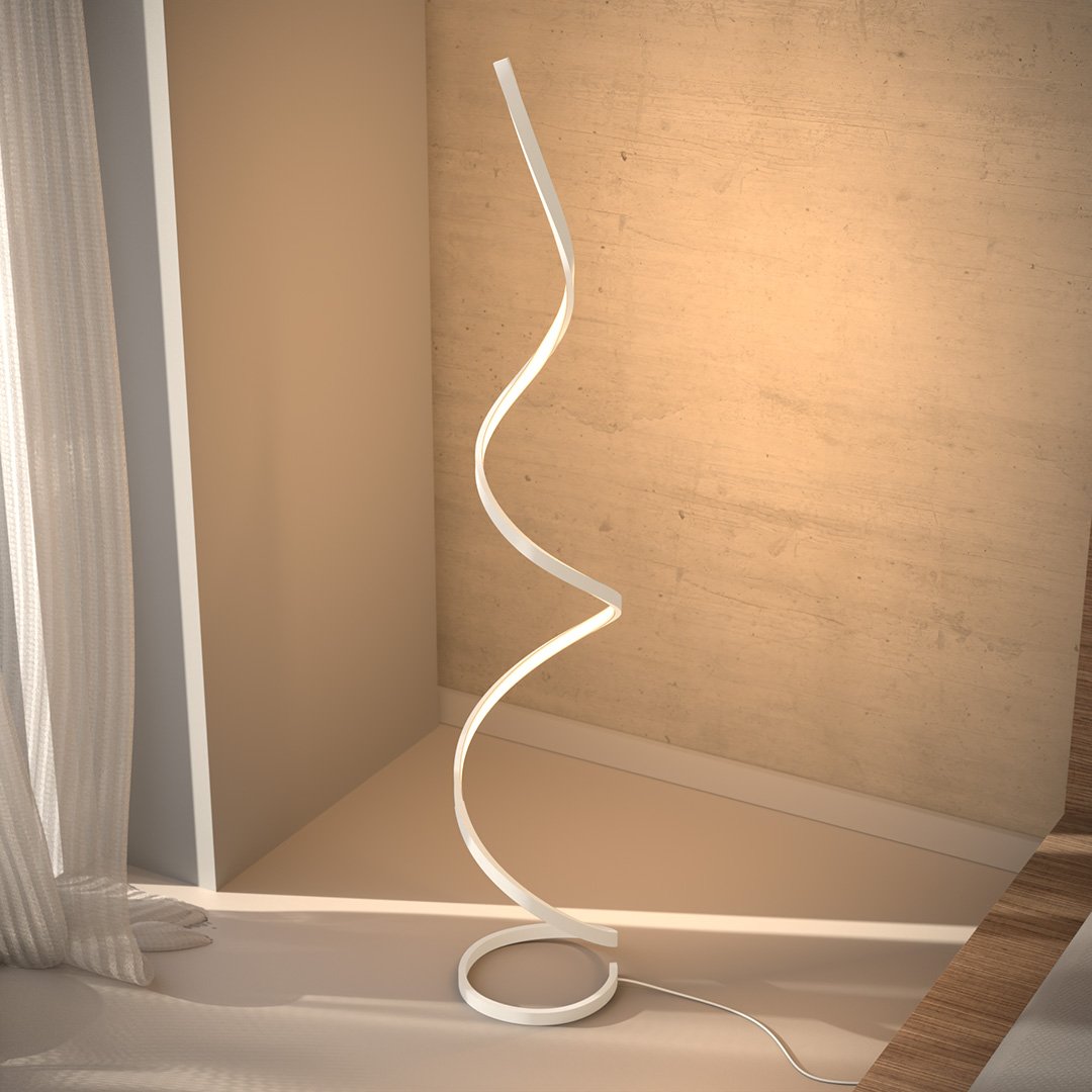 Sculptural Spiral LED Standing Lamp 52 inches Adjustable Brightness Aluminum Contemporary Living Room Bedroom Home Office Remote Dimmable | Thomler