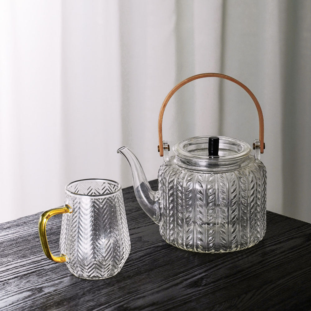 Tetera de vidrio de borosilicato con infusor de 34 oz, hervidor transparente resistente al calor para té en hebras y té en flor | Thomler