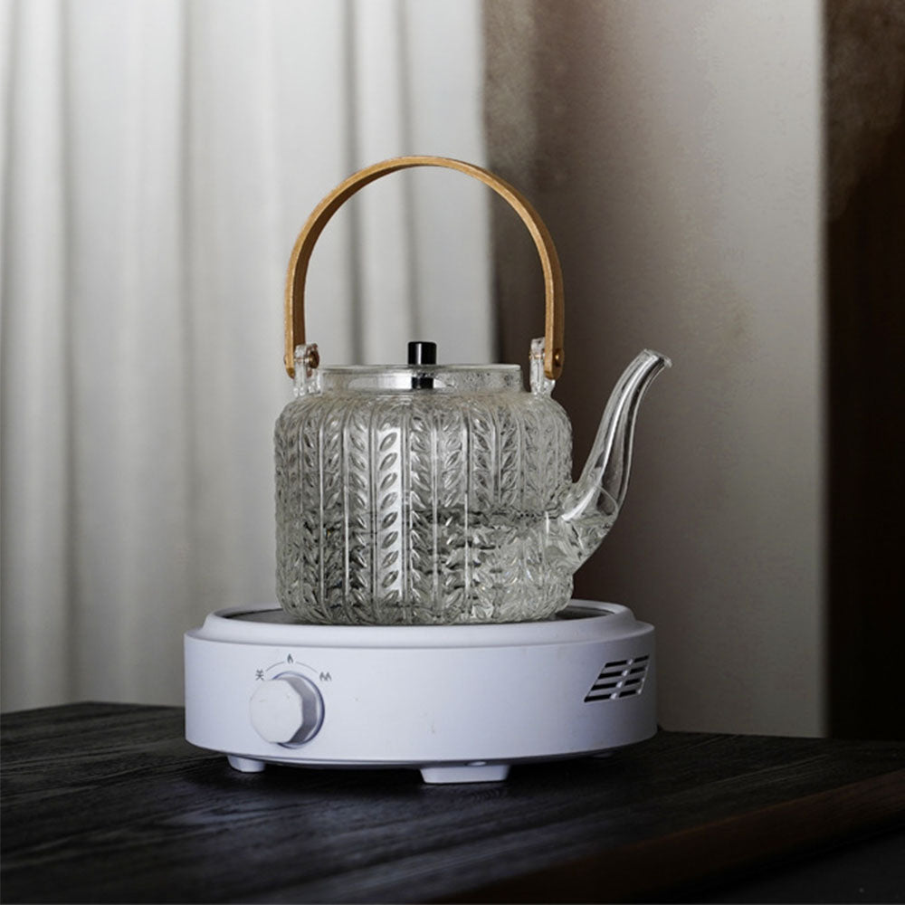 Borosilicate Glass Tea Pot with Infuser 34 oz Clear Heat-Resistant Kettle for Loose Leaf & Blooming Tea Brewing | Thomler