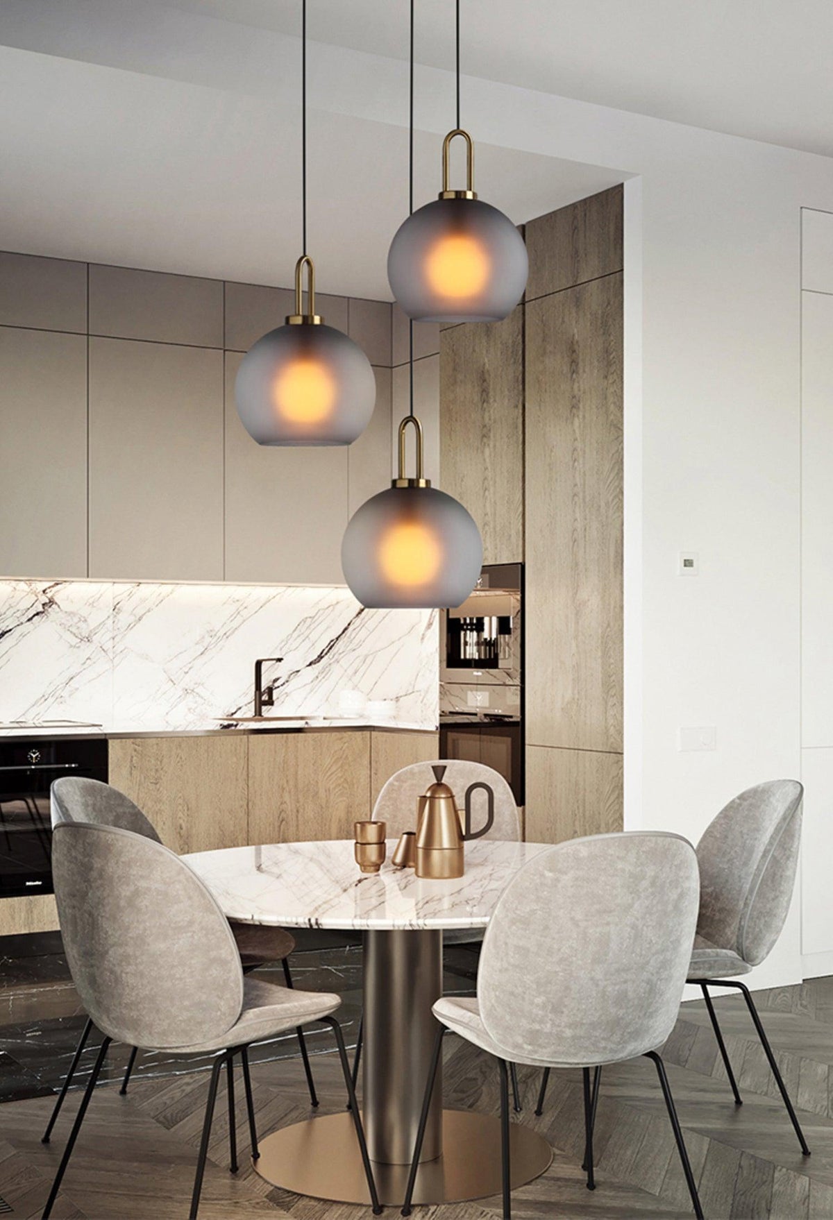 Glass Globe Hanging Light Fixture with Adjustable Cord for Dining Room Kitchen Island Bedroom Modern Minimalist Ceiling Pendant Lamp | Thomler