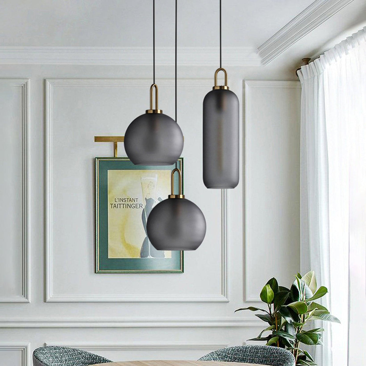 Glass Globe Hanging Light Fixture with Adjustable Cord for Dining Room Kitchen Island Bedroom Modern Minimalist Ceiling Pendant Lamp | Thomler