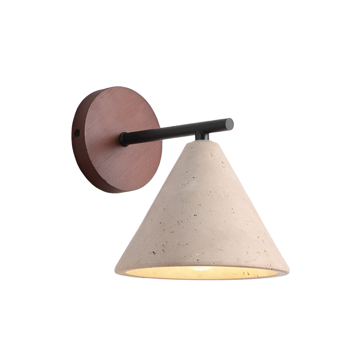 Cone-Shaped Stone Wall Sconce with Wood Base for Bedrooms, Hallways & Entryways – Ambient Downlight Fixture, E26 Socket, Warm Natural Textur | Thomler