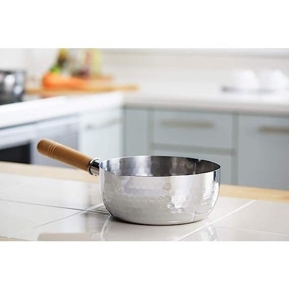 Stainless Steel Soup Pot 1.8 Quart Capacity for Broth Miso Stock Yukihira-Style Pan with Long Handle Lightweight Kitchen Cookware | Thomler