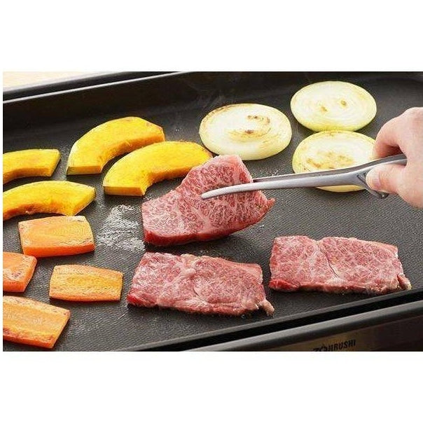 Grillzange aus Edelstahl, 9,4 Zoll, mit gewölbten Spitzen für koreanische Tischgrills, zum Wenden von rohem Fleisch, Küchenutensil | Thomler
