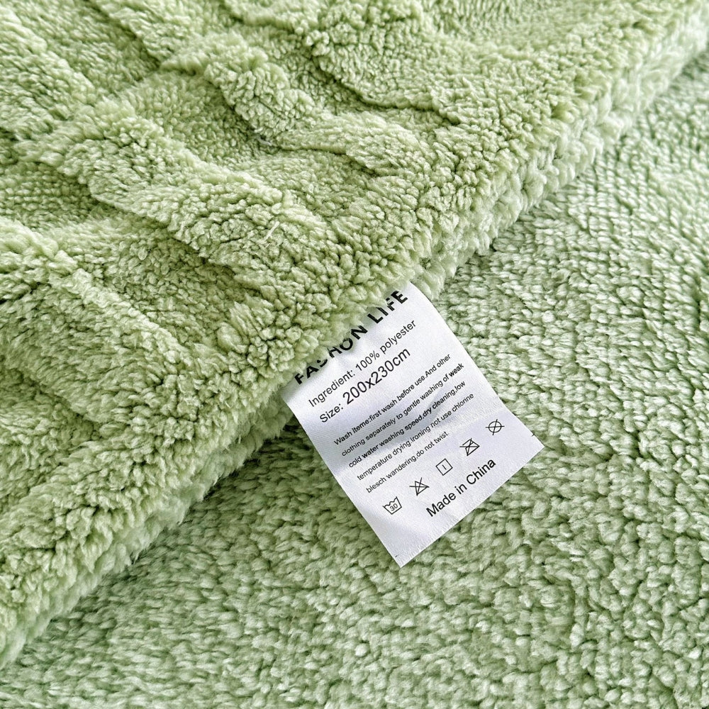 Double-Layer Microfiber Throw Blanket with Raised Checkered Texture – Lightweight Plush Knit in 7 Colors