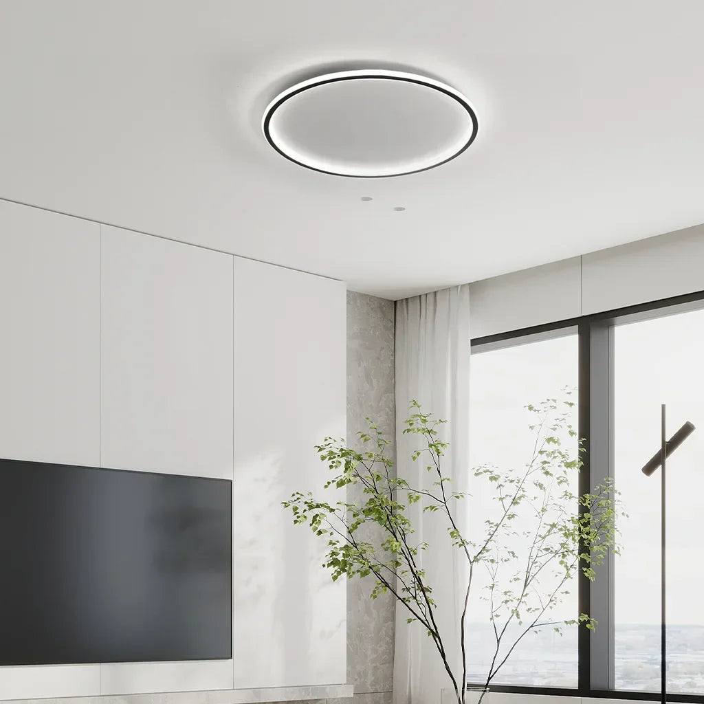 Round LED Flush Mount Ceiling Light 12in 16in 20in Metal Fixture Dimmable Color Temperature Living Room Bedroom Office Hallway | Thomler