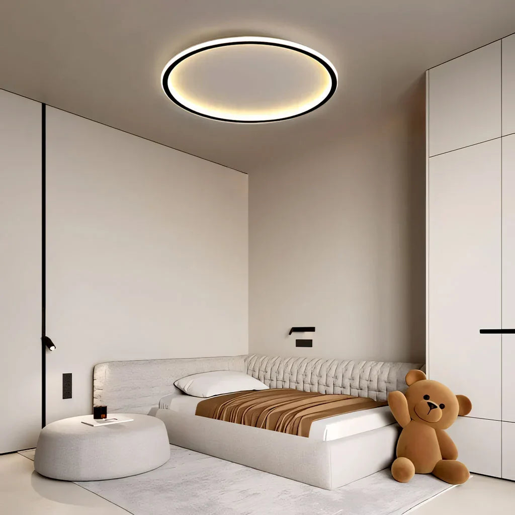 Round LED Flush Mount Ceiling Light 12in 16in 20in Metal Fixture Dimmable Color Temperature Living Room Bedroom Office Hallway | Thomler