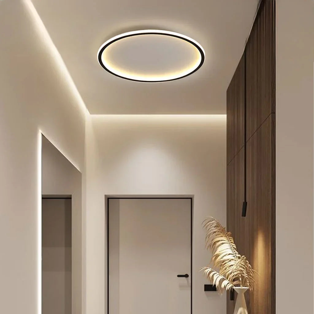 Round LED Flush Mount Ceiling Light 12in 16in 20in Metal Fixture Dimmable Color Temperature Living Room Bedroom Office Hallway | Thomler