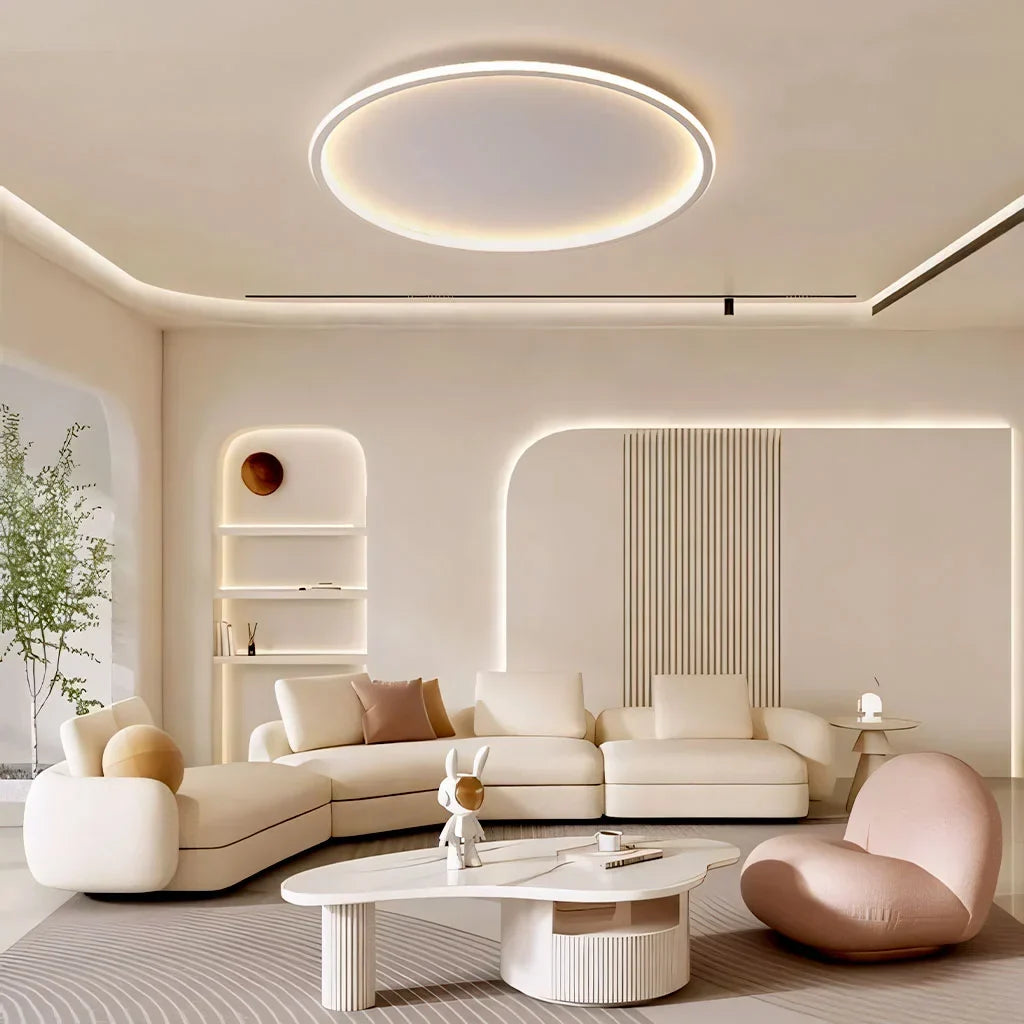 Round LED Flush Mount Ceiling Light 12in 16in 20in Metal Fixture Dimmable Color Temperature Living Room Bedroom Office Hallway | Thomler