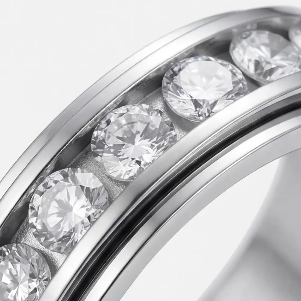 Spinner-Ring mit Zirkonia-Steinen – Anti-Stress-Fidget-Band aus Edelstahl für Damen & Herren in Silber, Roségold oder Gold