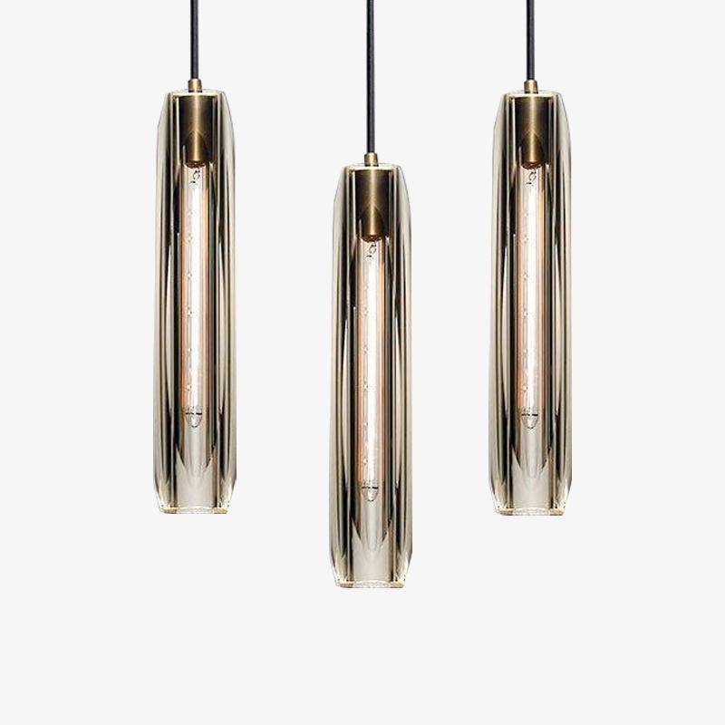 Glass Cylinder Hanging Light Fixture 15 Inch Height Adjustable Drop Ceiling Lamp for Dining Room Bedroom Living Room Contemporary Minimalist | Thomler