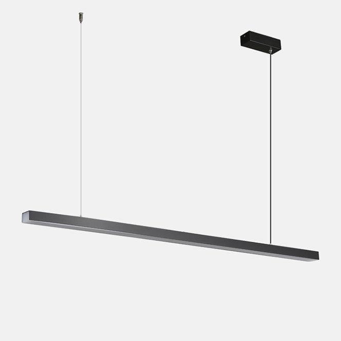 Suspended LED Strip Fixture for Countertop Islands – Dimmable Metal Bar Light with Remote in Matte or Gloss White – 39 to 102 in Adjustable