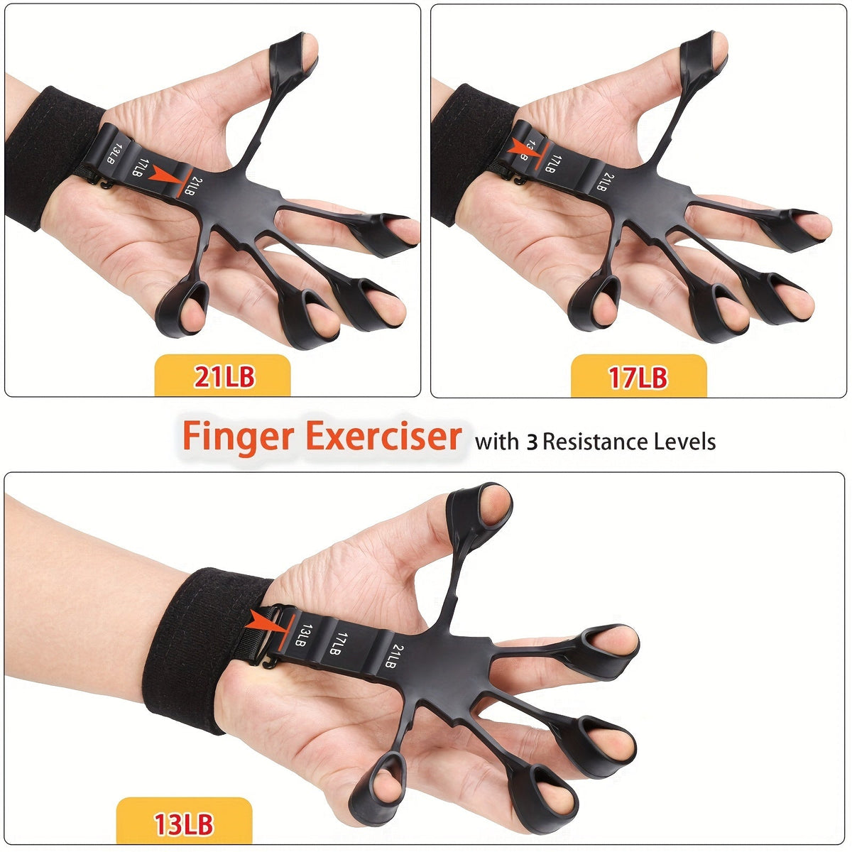 Kit de fortalecedor de agarre con ejercitador de dedos, pelota de resistencia y anillo para antebrazo para rehabilitación y desarrollo muscular