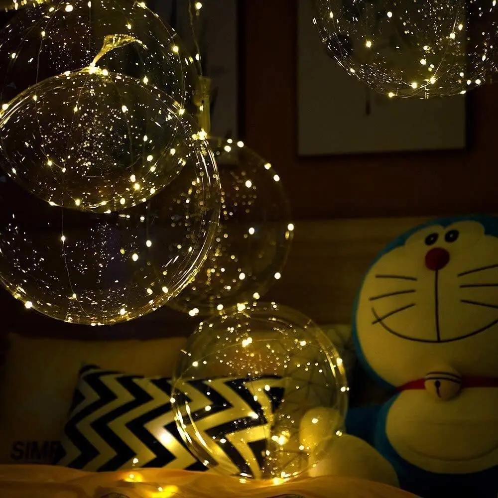 Verlichte transparante ballonnen met warm witte LED-lichtsnoeren, 45 cm, set van 10, op batterijen, voor verjaardagen, bruiloften, babyshowers, tuinfeestjes | Thomler