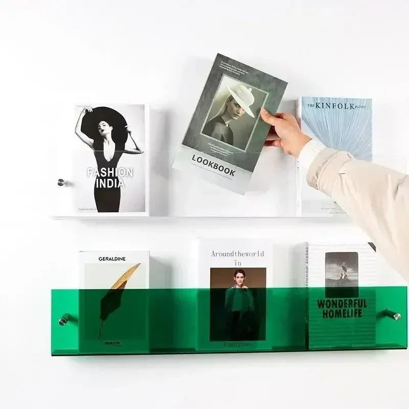 Vinyl Record Holder Wall Rack Magazine Organizer Shelf for Living Room Books Newspapers Home Office Storage Clear Acrylic Display Mount | Thomler
