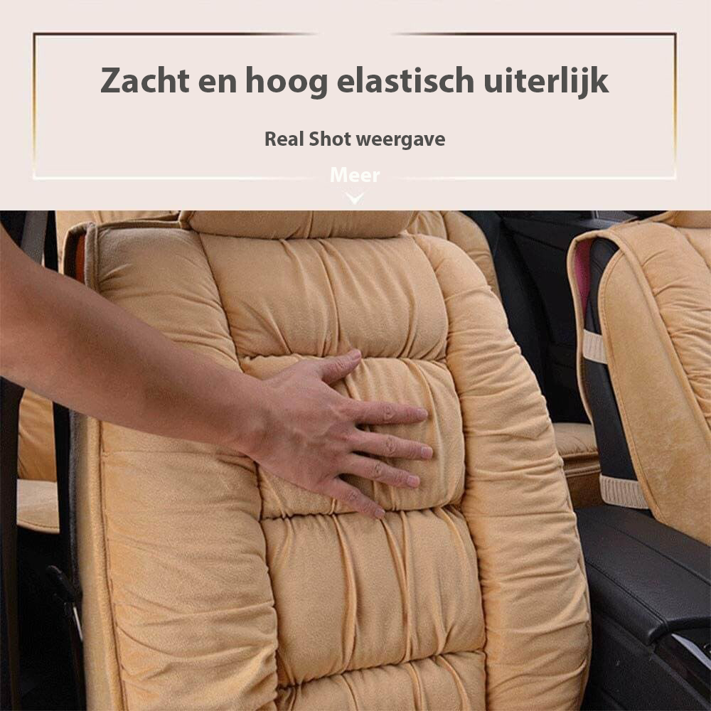 Pluche gewatteerde autostoelhoes met hoofdsteunbeschermer Grijs Beige Koffie Zwart voor voorstoelen SUV Vrachtwagen