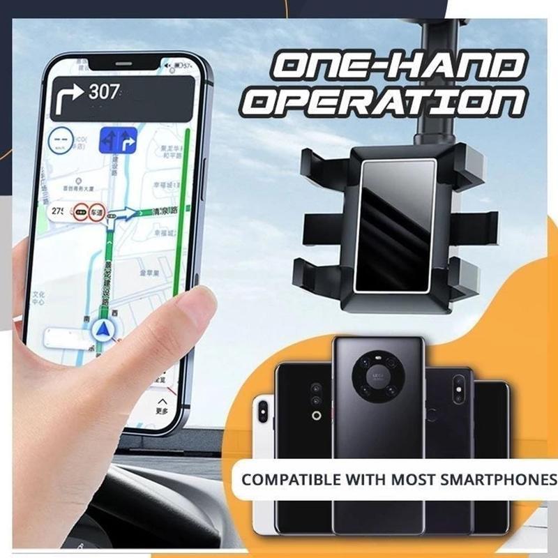 Telefoonhouder voor autospiegel met 360° draaibare verstelling voor handsfree gps-navigatie en verkeersveiligheid