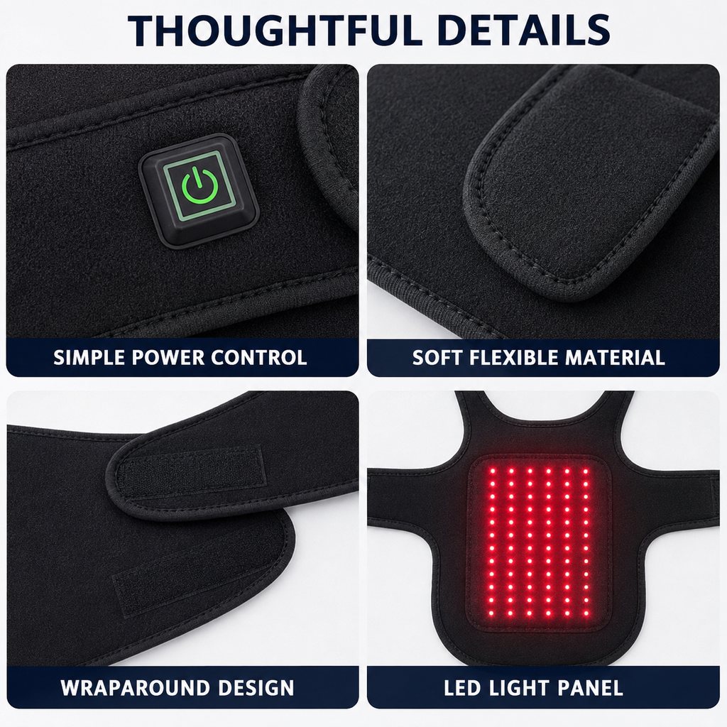 Chaleco de luz roja para mascotas (perros y gatos) – Envoltura de confort con infrarrojo cercano de 660 nm + 850 nm para espalda, cadera y articulaciones – Recargable por USB