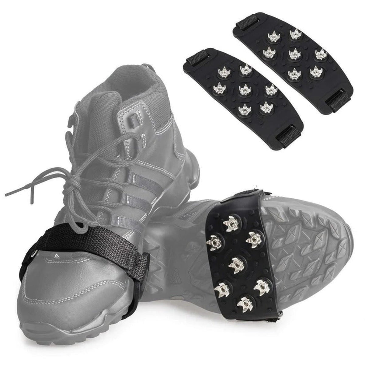 Tacos de hielo y nieve ajustables para zapatos con siete clavos de acero