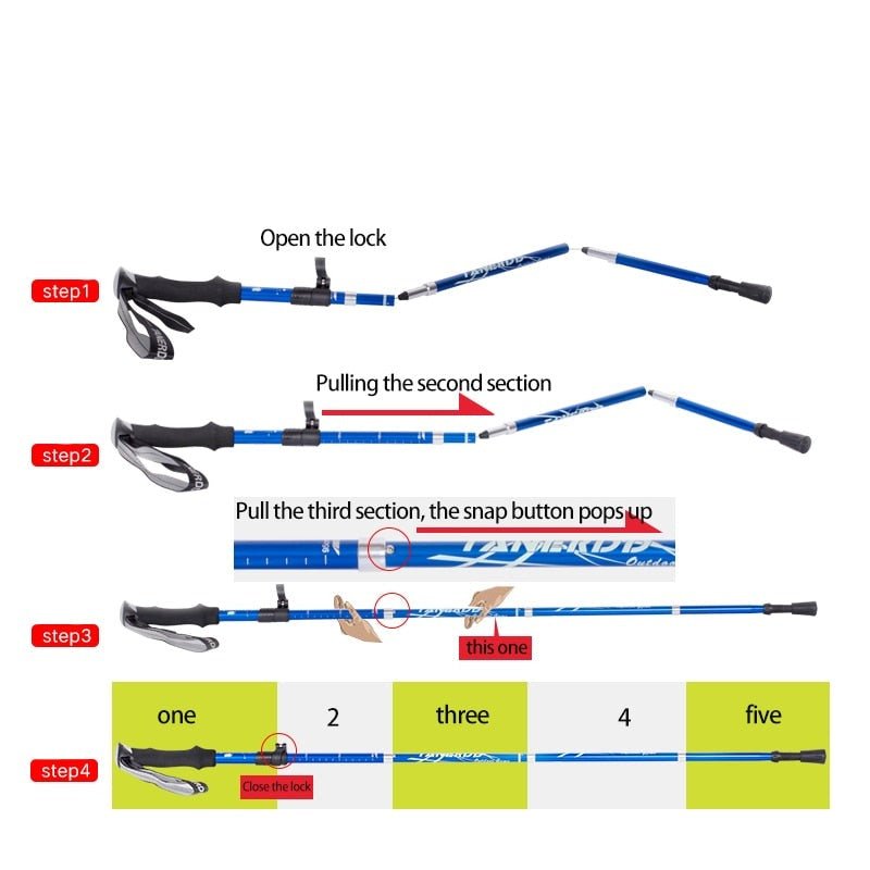 Telescoping Trail Poles for Hiking 43-53 in Collapsible Lightweight Alloy Support Sticks with Quick-Lock Mechanism for Mountain Trekking For | Thomler