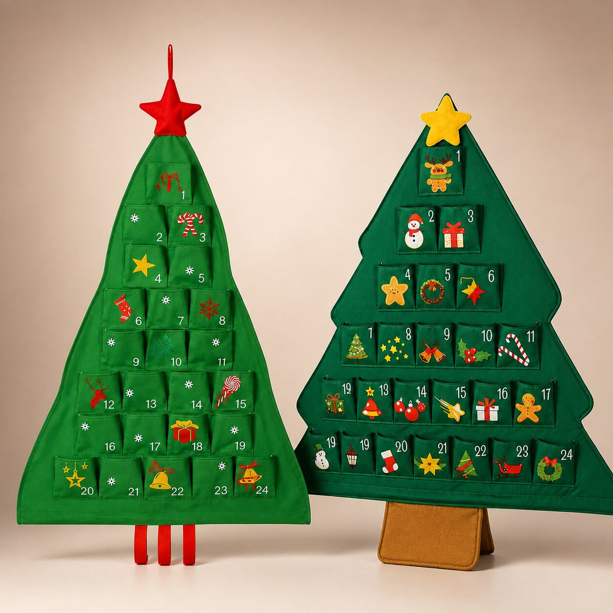 Fill-Your-Own Countdown Calendar with 24 Pockets – Reusable Tree Design for Daily Holiday Surprises, Gifts & Treats