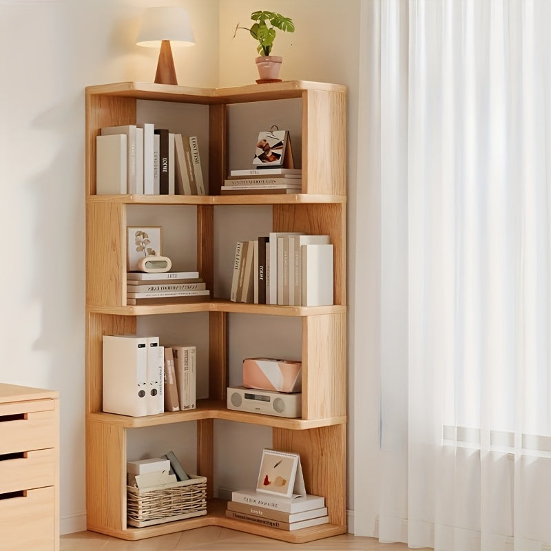 Solid Wood Corner Shelf Unit – Space-Saving Storage Organizer for Living Room, Bedroom & Home Office