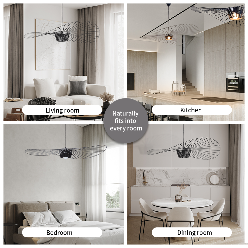 Adjustable Hanging Light Metal & Fabric for Dining Table Kitchen Island Modern Ceiling Fixture E27 Socket Wide Shade Contemporary Home Decor | Thomler