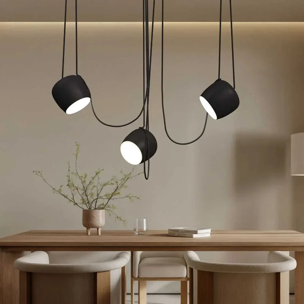 Ceiling Pendant Light Fixture with Adjustable Heads and Cable, 10W LED Dimmable Hanging Lamp, Black Aluminum Modern Lighting for Kitchen Isl | Thomler