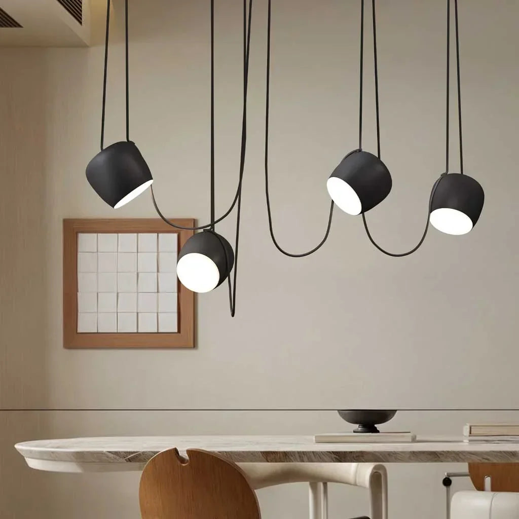 Ceiling Pendant Light Fixture with Adjustable Heads and Cable, 10W LED Dimmable Hanging Lamp, Black Aluminum Modern Lighting for Kitchen Isl | Thomler