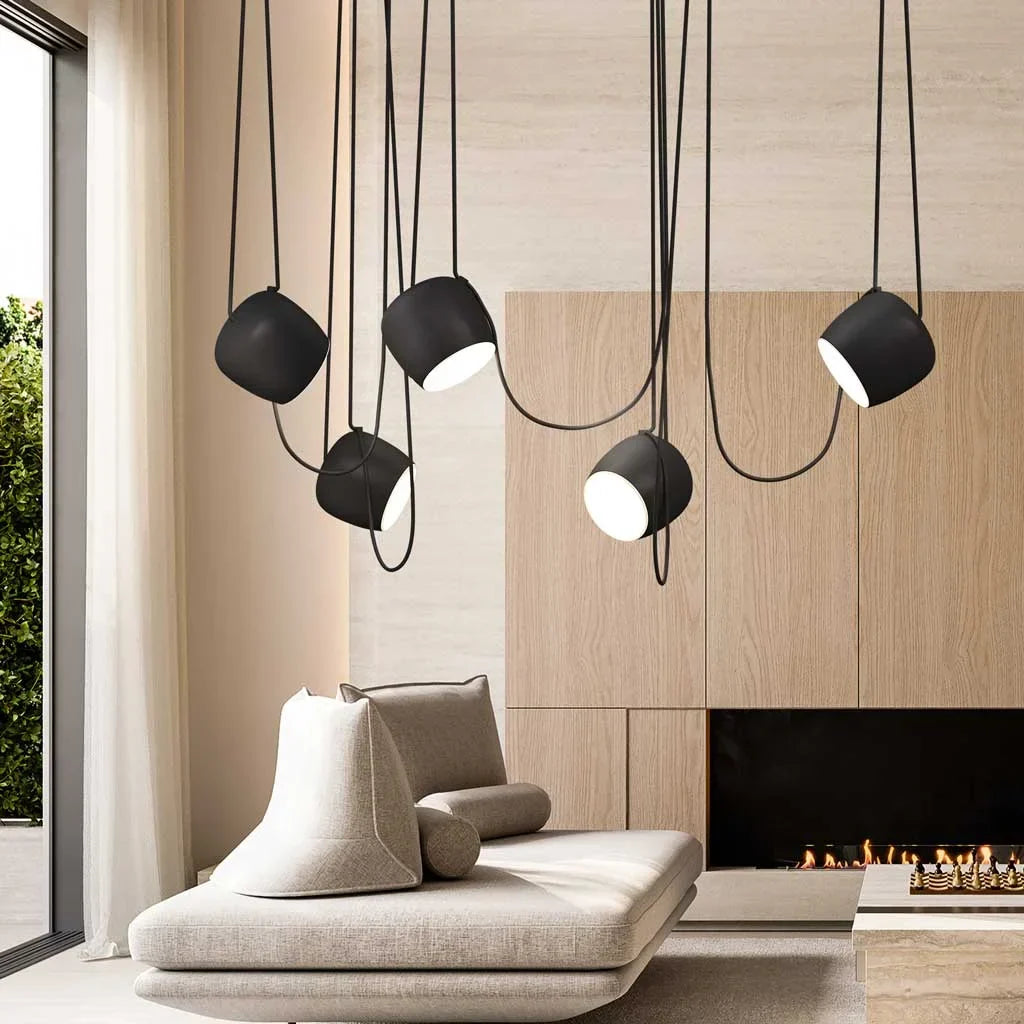 Ceiling Pendant Light Fixture with Adjustable Heads and Cable, 10W LED Dimmable Hanging Lamp, Black Aluminum Modern Lighting for Kitchen Isl | Thomler