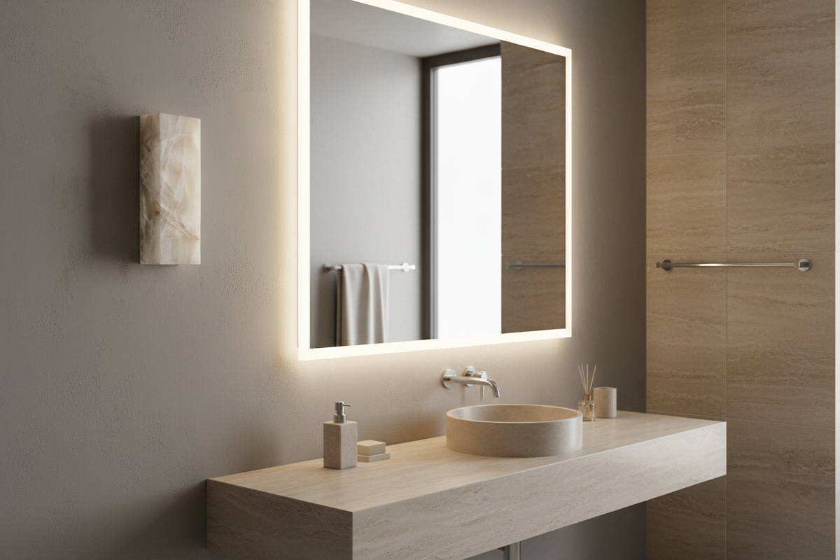 Natural Stone Sconce Waterproof Indoor Outdoor Brass Finish Vertical Warm White Wet Location Bathroom Hallway Entryway Patio Bedroom Covered | Thomler
