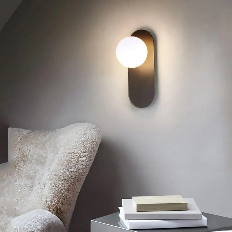 Glass Globe Sconce Light Fixture 23 Inch Vertical Metal Frame Warm White LED for Entryway Living Room Bedside Industrial Modern | Thomler