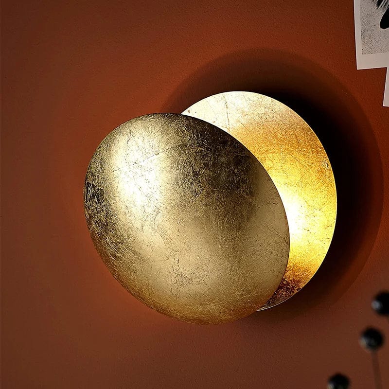 Adjustable Eclipse Wall Sconce 12-Inch Diameter Rotating Metal Disc Black Finish Ambient Accent Light for Bedroom Living Room Hallway Indoor | Thomler