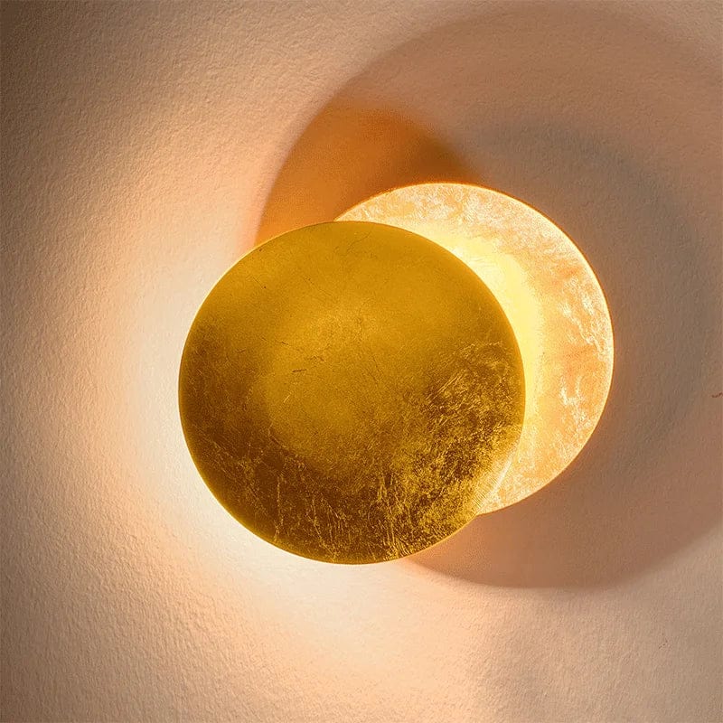 Adjustable Eclipse Wall Sconce 12-Inch Diameter Rotating Metal Disc Black Finish Ambient Accent Light for Bedroom Living Room Hallway Indoor | Thomler