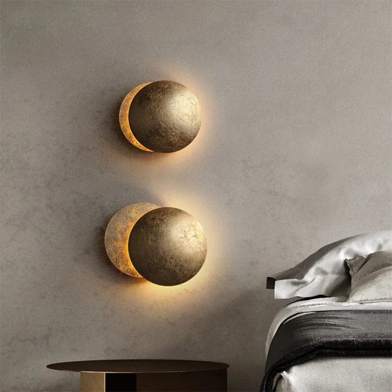 Adjustable Eclipse Wall Sconce 12-Inch Diameter Rotating Metal Disc Black Finish Ambient Accent Light for Bedroom Living Room Hallway Indoor | Thomler