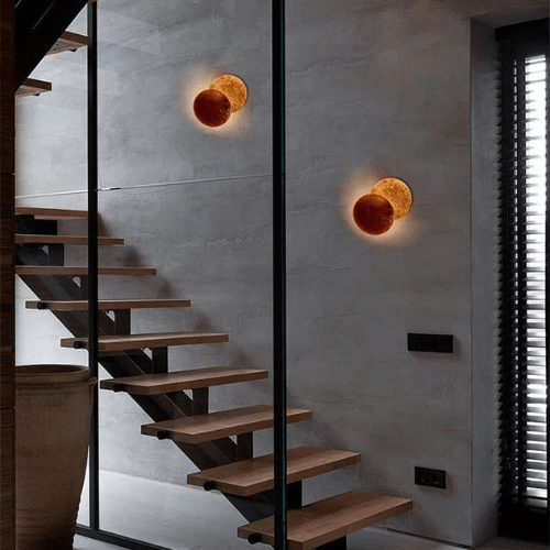 Adjustable Eclipse Wall Sconce 12-Inch Diameter Rotating Metal Disc Black Finish Ambient Accent Light for Bedroom Living Room Hallway Indoor | Thomler