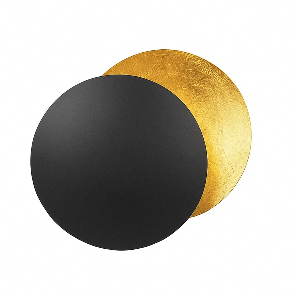 Adjustable Eclipse Wall Sconce 12-Inch Diameter Rotating Metal Disc Black Finish Ambient Accent Light for Bedroom Living Room Hallway Indoor | Thomler