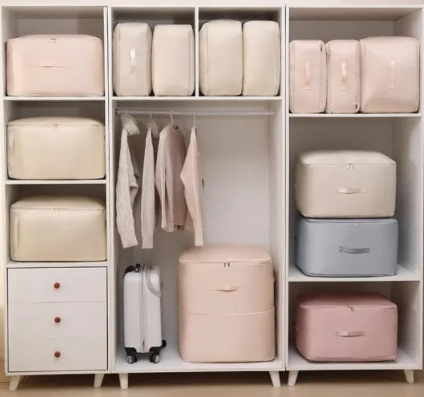 Space-Saving Vacuum Storage Bags for Bedding, Blankets & Seasonal Clothes - Waterproof Organizer Pouches with Stackable Design for Closet