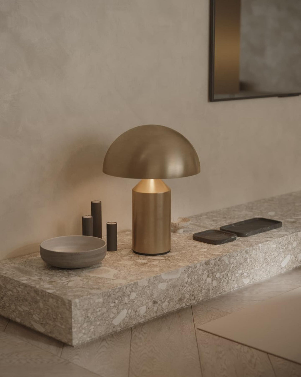 Metal Architectural Accent Lamp 14 in Sculptural Shape Soft Glow Nightstand Light Bedroom Side Table Decor Modern Minimal Home Office