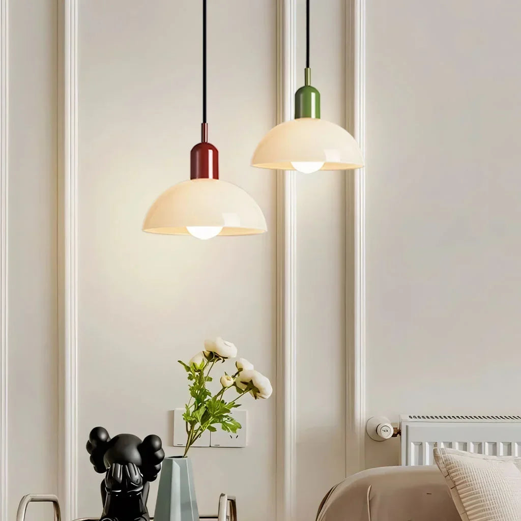 Glass Bowl Ceiling Fixture 10-12 Inch LED Overhead Luminaire White Orange Green Room Lighting Kitchen Island Hallway Contemporary Hardwired