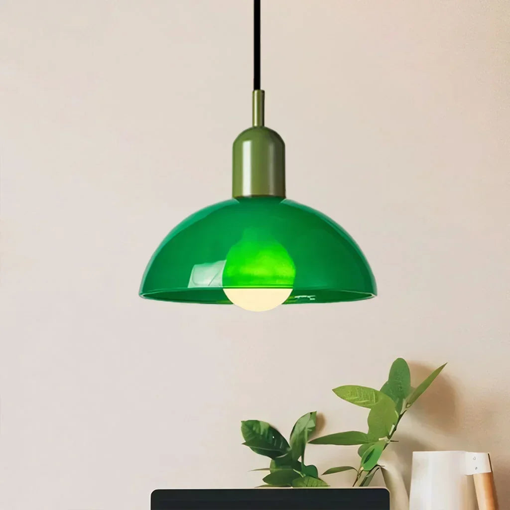 Glass Bowl Ceiling Fixture 10-12 Inch LED Overhead Luminaire White Orange Green Room Lighting Kitchen Island Hallway Contemporary Hardwired