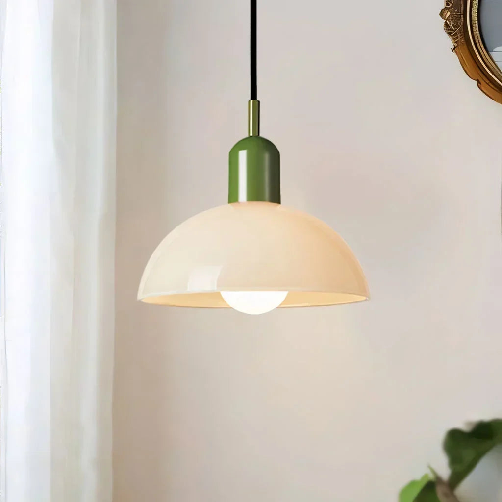 Glass Bowl Ceiling Fixture 10-12 Inch LED Overhead Luminaire White Orange Green Room Lighting Kitchen Island Hallway Contemporary Hardwired