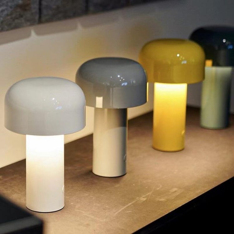 Rechargeable LED Mushroom Desk Lamp 8.3 in Cordless Touch Dimmer Warm White Portable Nightstand Light for Bedroom Living Room Patio Outdoor | Thomler