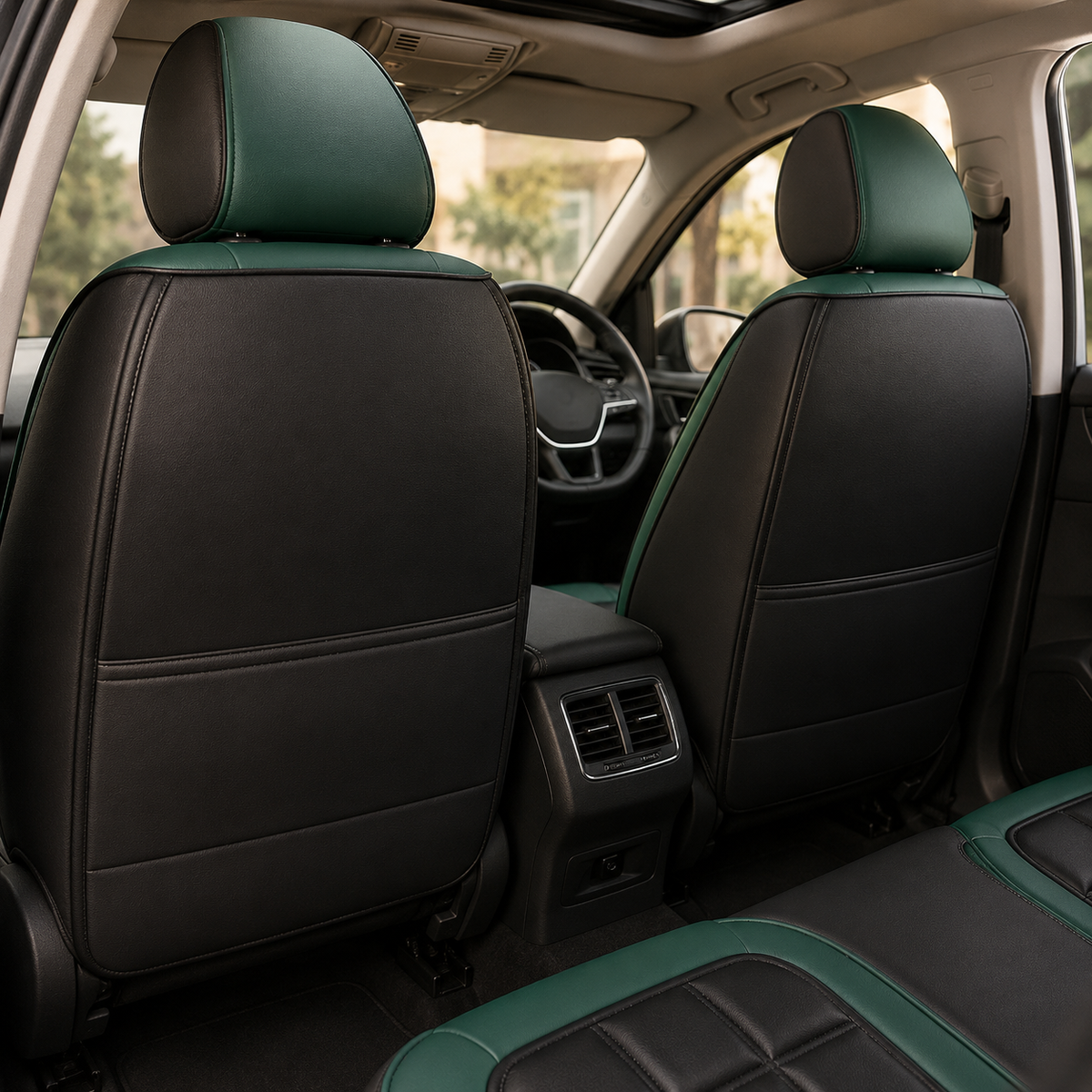 Padded Car Seat Cover Set – 11-Piece Full Coverage with Back Pocket & Side Cutout
