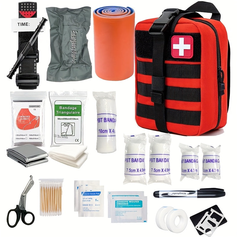 Medizinisches Notfallset mit Tourniquet, schwarze tragbare Trauma-Tasche mit Reißverschluss für Wandern, Camping, Fahrzeug, Reisen, Outdoor-Abenteuer, Backcountry | Thomler